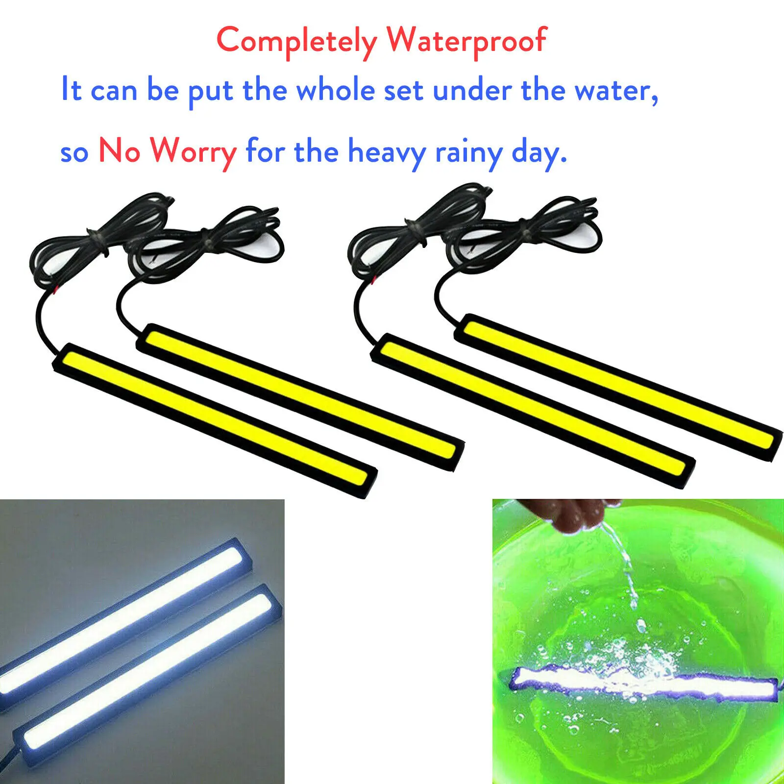 1Pcs Ultra Thin Bright LED COB Strip DC 12V DRL Lamp Day Time Running Driving Lamp for Auto Car Side Light Fog Light Waterproof