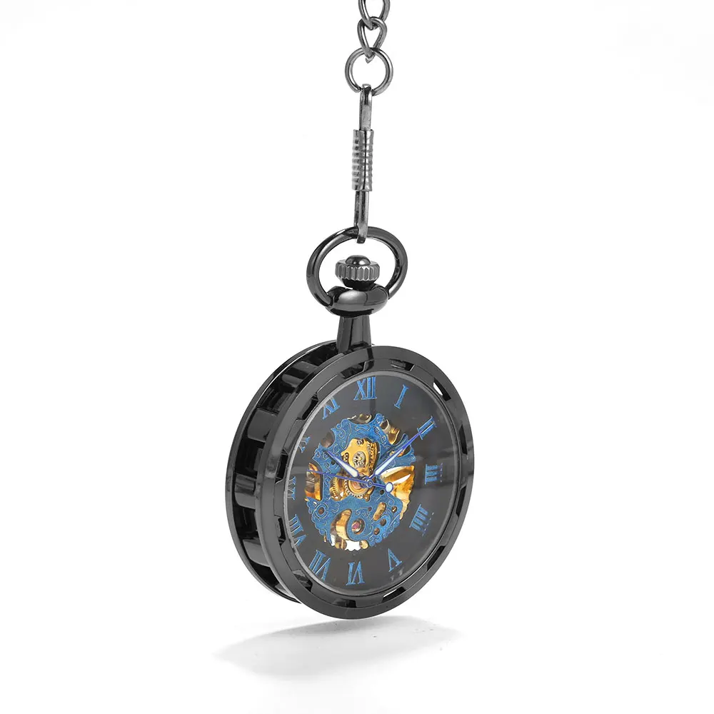 8936 Retro wheel blue scale Roman scale large pocket watch court creative gift value exquisite flip pocket watch