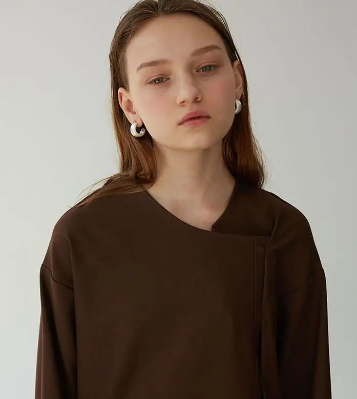 HUANQI Simple Sterling  Vintage Matte Gold Color C-shaped Small Wide Hoop Earrings for Women Girl Party Jewelry