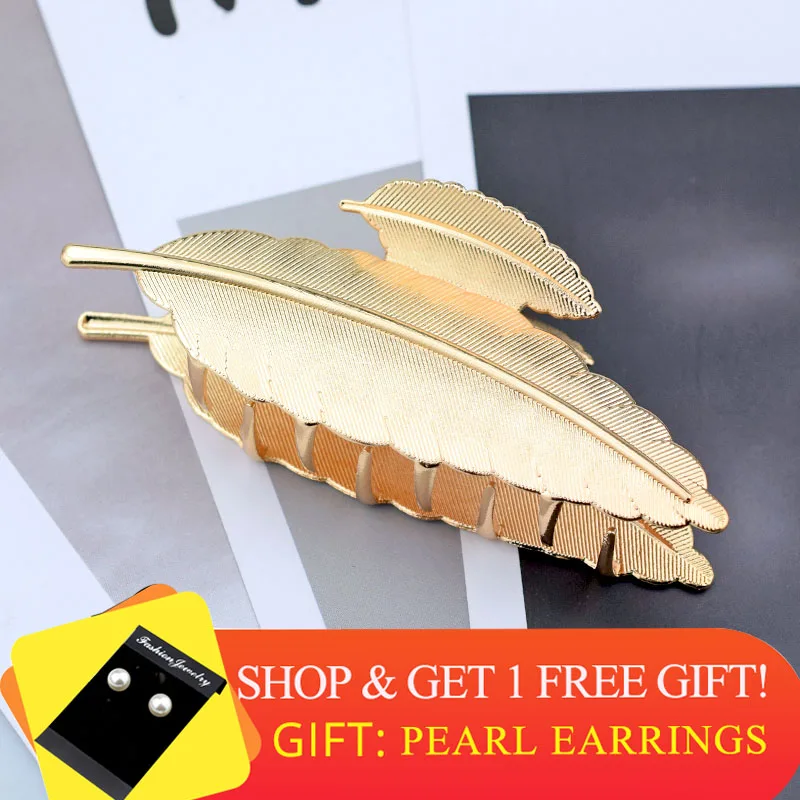 Gold Leaf Hair Claw Clips for Women Accessories Metal Crab Trendy Hairpin Clamp Hairclip Girls New Fashion Luxury Jewelry Gifts