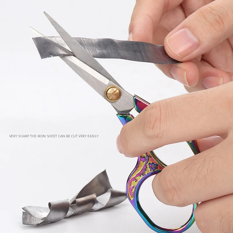 Retro Plum Blossom Scissors Stationery Stainless Steel European Cross Stitch Scissors Manual Student Office Scissors