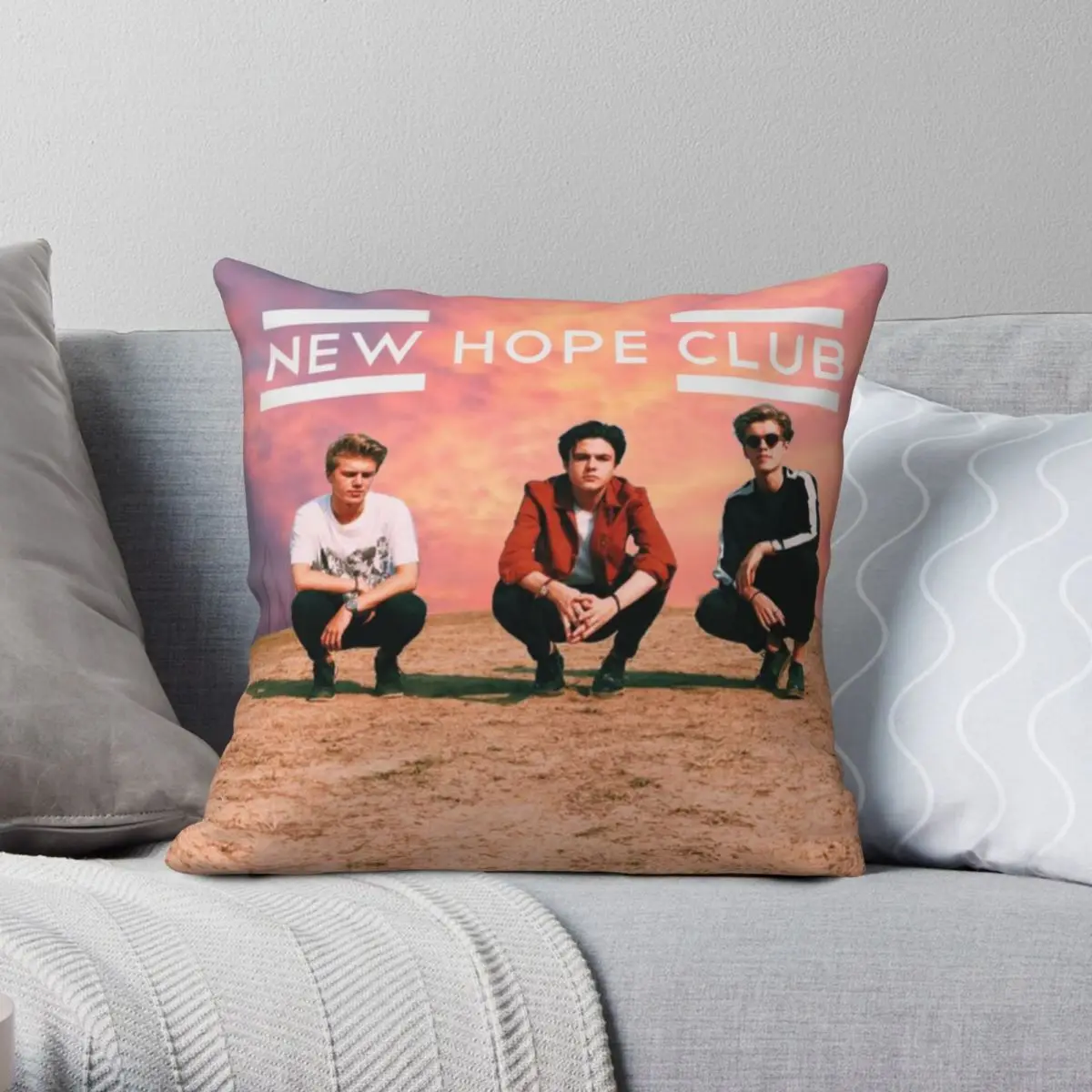 

New Hope Club MERCH Square Pillowcase Polyester Linen Velvet Creative Zip Decor Throw Pillow Case Home Cushion Cover Wholesale