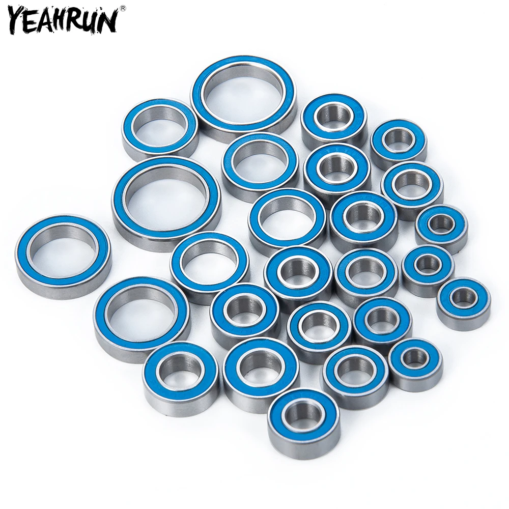 

YEAHRUN RC Wheel Hub Ball Bearing Chrome Steel Blue Rubber Sealed 26Pcs Bearings Set For 1/10 TRX-4 TRX4 RC Crawler Car