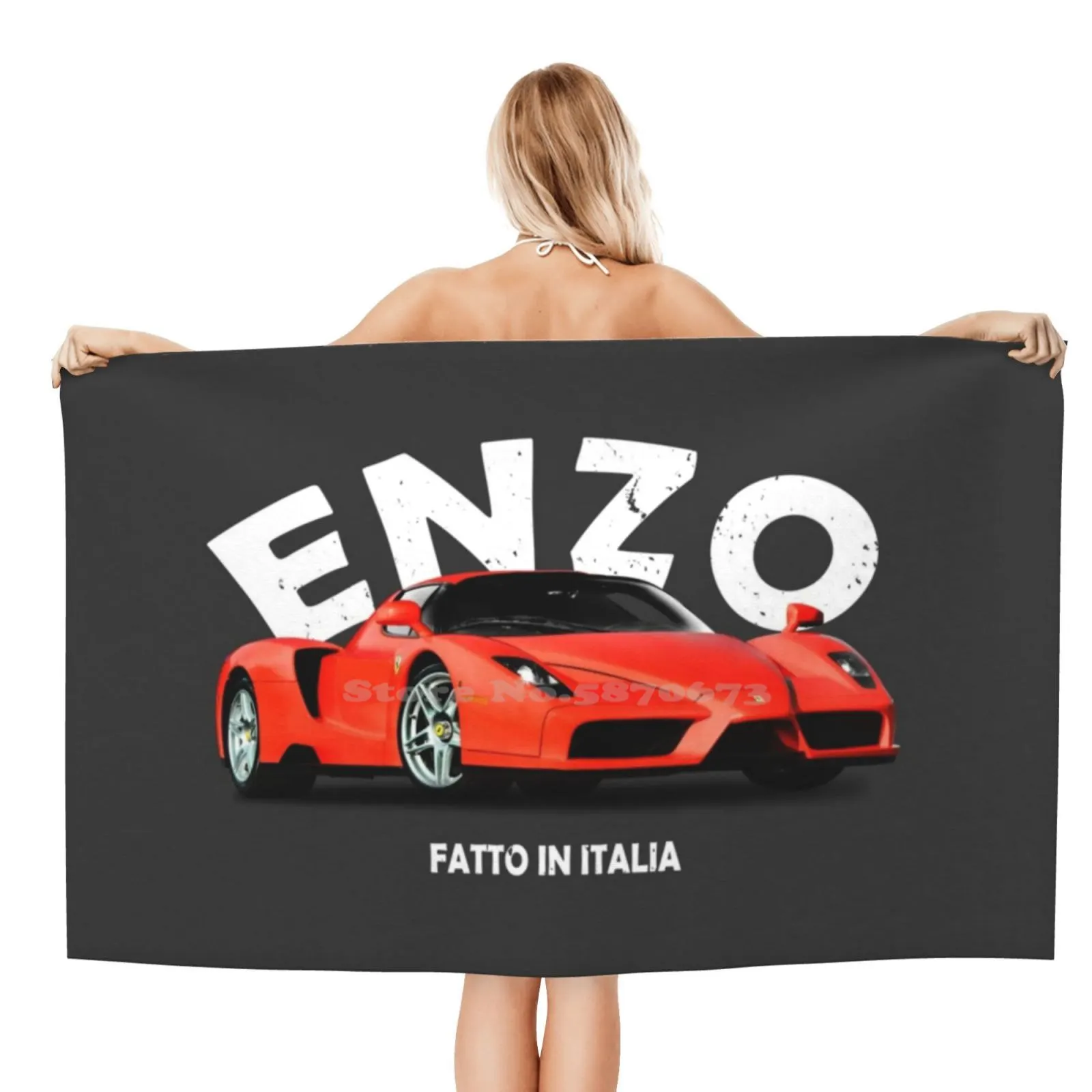 Enzo Large Bath Towel Beach Towel Sunscreen Blanket Car Cars Supercar Sports Car Italian Transport Transportation Enzo