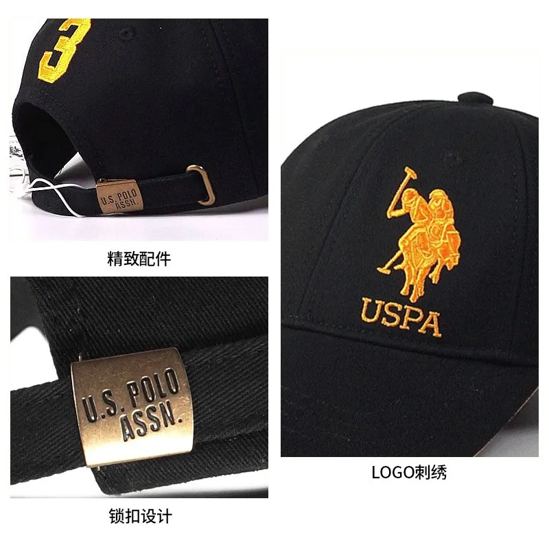 U.s. Polo Assn.2024-Casquettes de Baseball pour Couple, 6 Couleurs, Broderie Standard, Coton, Chapeaux Réglables, Hommes et Femmes, Nouvelle