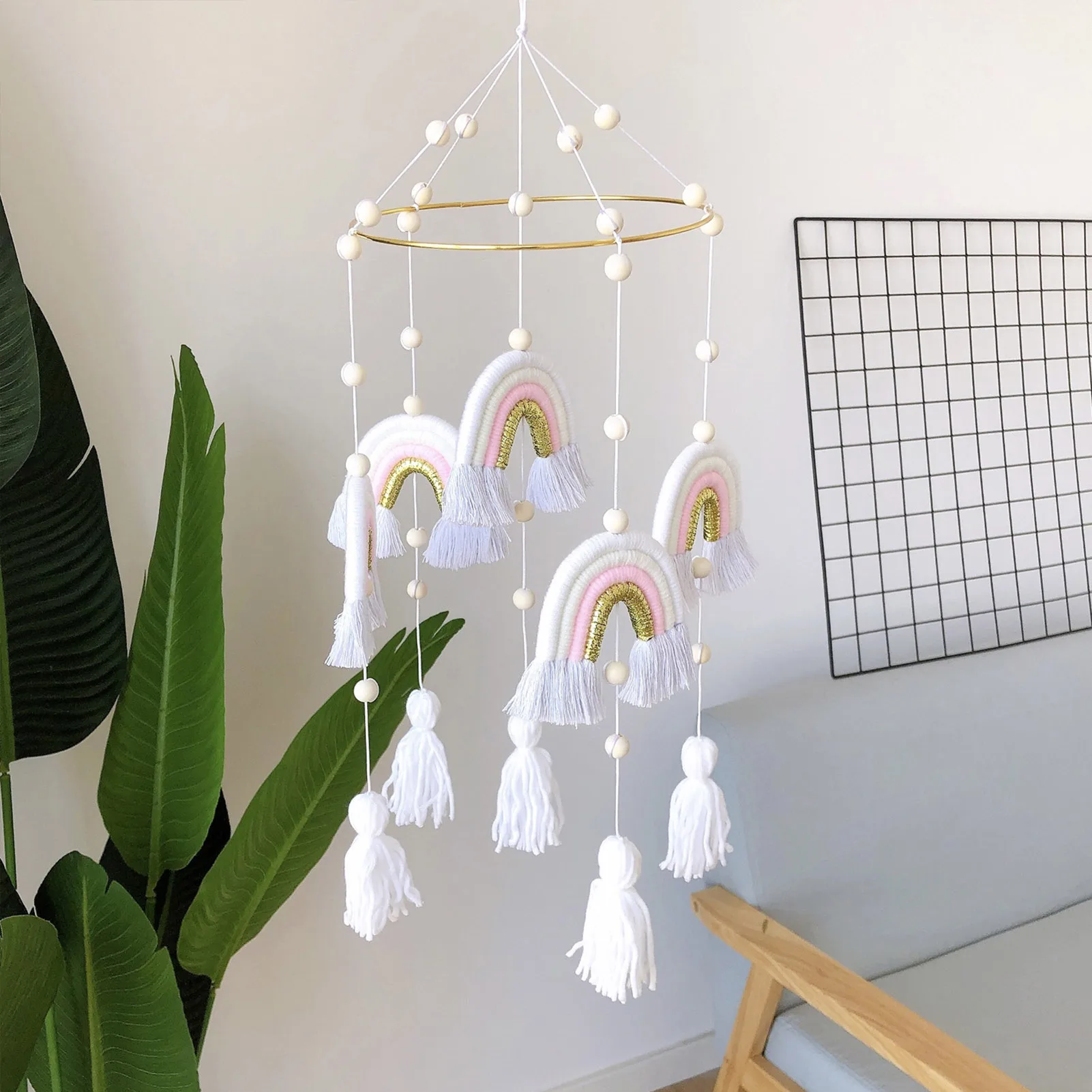 Infant Rattles Crib Bed Bell Dream Catcher Wall Hanging Decor Rainbow Tassel Cute Nursery Bedroom Decoration Dreamcatcher