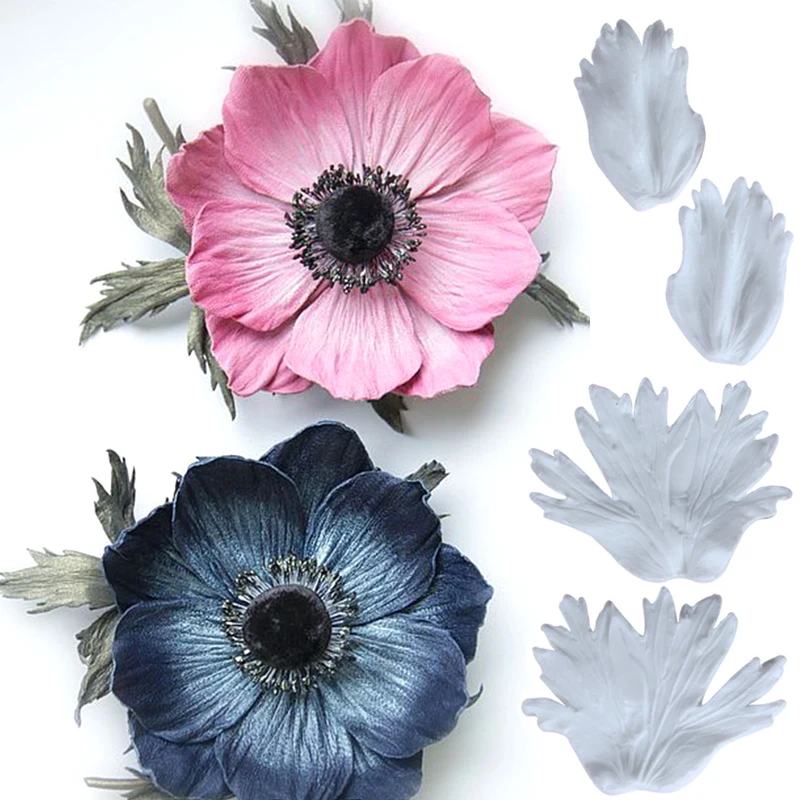 Flower Anemone Leaves Petals Silicone Fondant Mould Cake Decor Tool Chocolate Gumpaste Mold, Sugarcraft, Bakeware,Kitchen Gadget