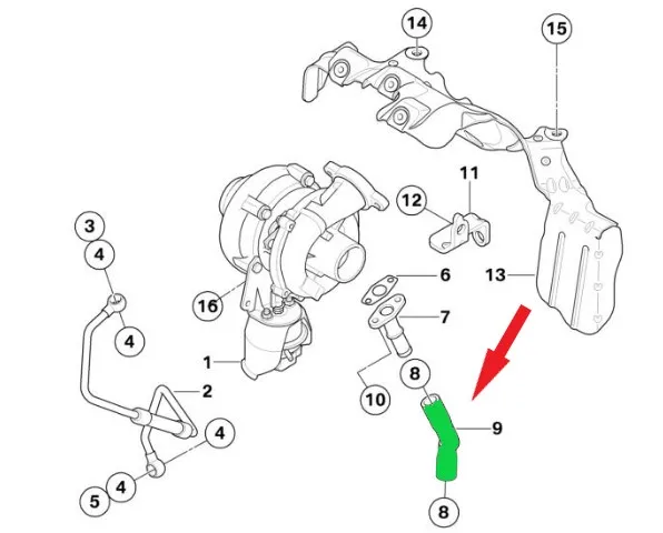 0381.27 11657804912 Turbo Hose Mini Copper R55 R56 Peugeot 307 / 206 /207 / 308 / 3008 407 1.6 hdi Ford Focus II Volvo S40