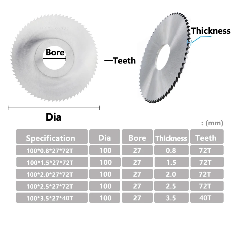 CMCP 40/72T Slitting Saw Blade 100mm HSS Saw Blade Milling Cutter for Dremel Metal Cutter Power Tool HSS Wood Metal Cutting Disc