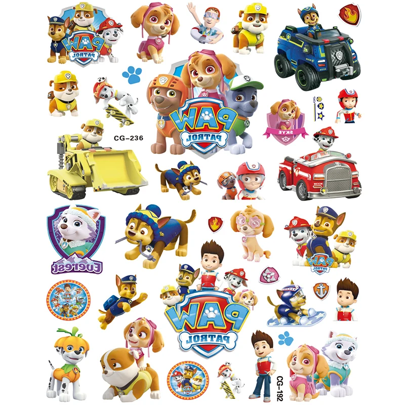 Paw Patrol Rescue Team Dog Tattoo Kawaii Sticker Anime Action Figure Rescue Puppy Cute Stickers Toys Kids Girls Boys Gifts Toys