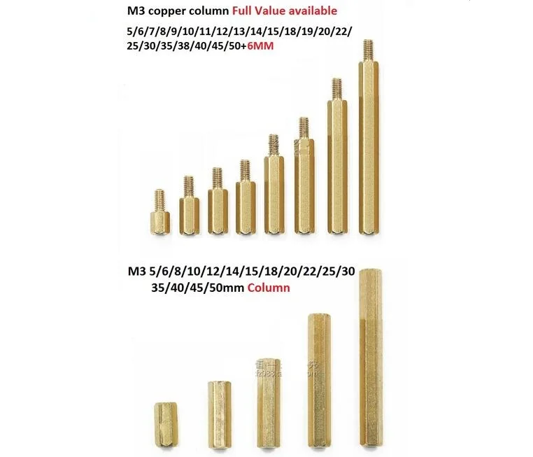 Nut Screw Hexagonal Copper Column M3 5/6/7/8/9/10/11/12/13/14/15/18/19/20/22/25/30/35/38/40/45/50+6MM Isolation Circuit Board