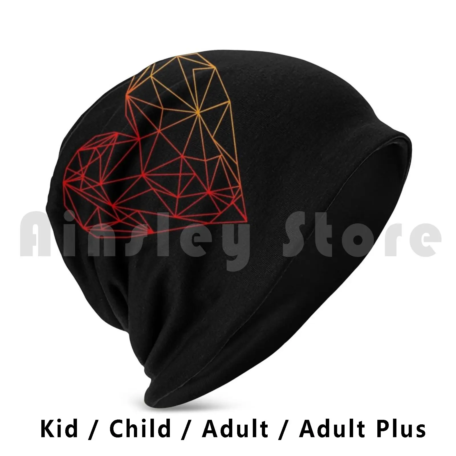 Polygon Red Pattern Creative Beanies Pullover Cap Comfortable Polygon Red Template Creative Stylish Cardiology Cardio