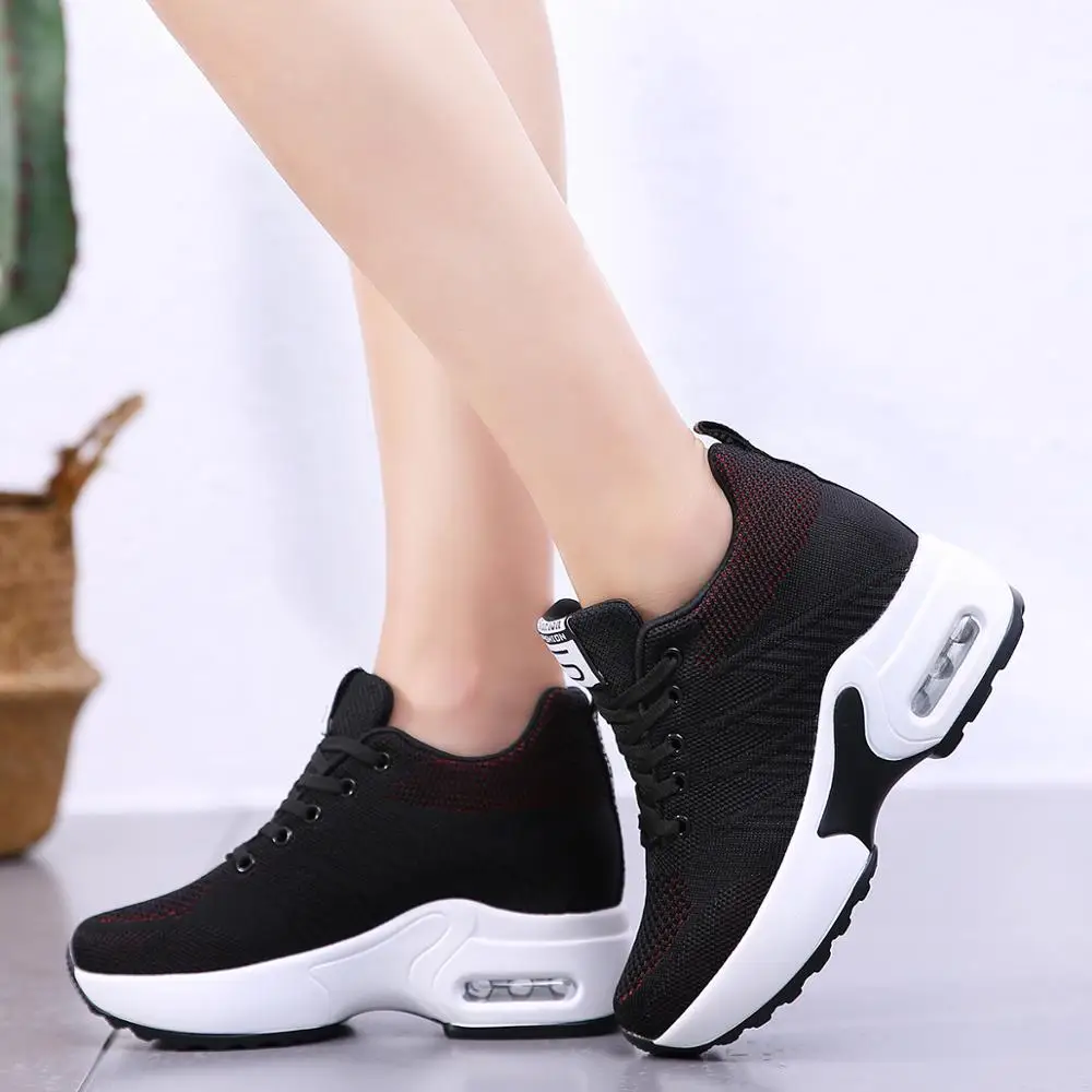 Spring High Wedge Shoes Women Platform Sneakers Ladies Shoes Comfortable Outdoor Walking Casual Chunky Footwear Basket Femme