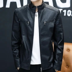2026 Men Leather Suit Jacket Men Slim Fit Short Coat Men Fashion Leather jacket Streetwear Casual Blazer Jackets Male Outerwear