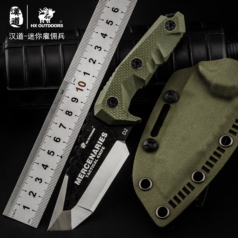 

Hx Outdoors D2 Small Mercenary Survival Knife G10 Handle With Kydex Sheath Rescue Hunting Camping Knives Tactical Dropshipping