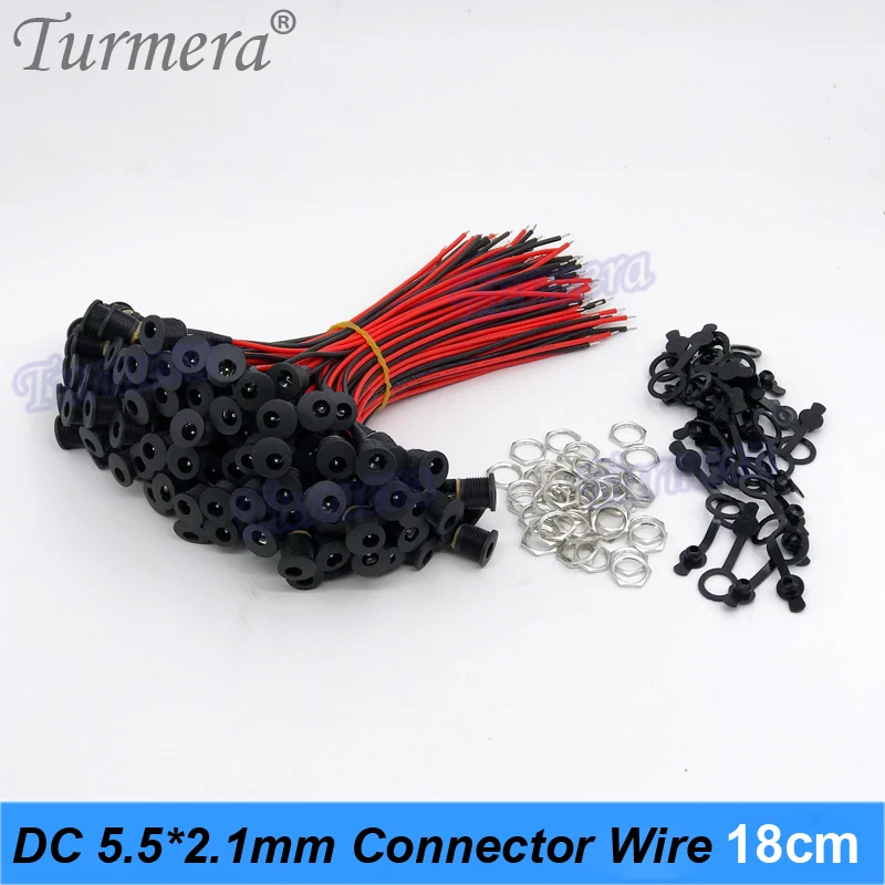 Водонепроницаемый разъем для аккумулятора постоянного тока Turmera, разъем постоянного тока 5,5*2,1 мм DC022B, длина 18 см, разъем Сделай Сам Зарядка для шуруповерта, дрели