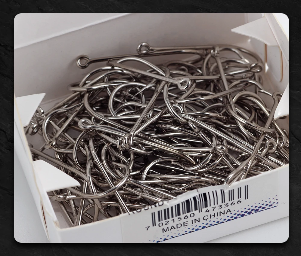 FTK Gebogener SEA Rundhaken 2335 Nickel mit Großem Ring 10 # -20 # 100 Stück/Box Haken aus Norwegen für Jigging-Karpfenangeln, Angelzubehör – Detail 3