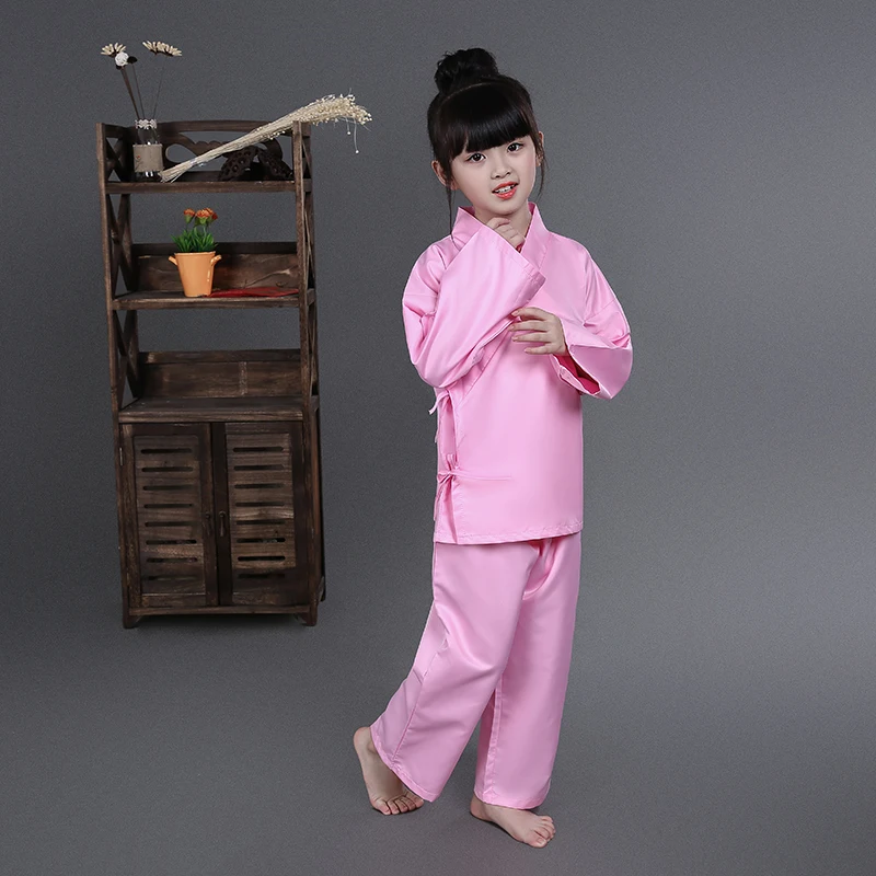 Tang Dynasty Folk Chinese Clothes Pajamas for Girls Traditional Costume White and Pink Ancient Stage Costume Children's Cosplay