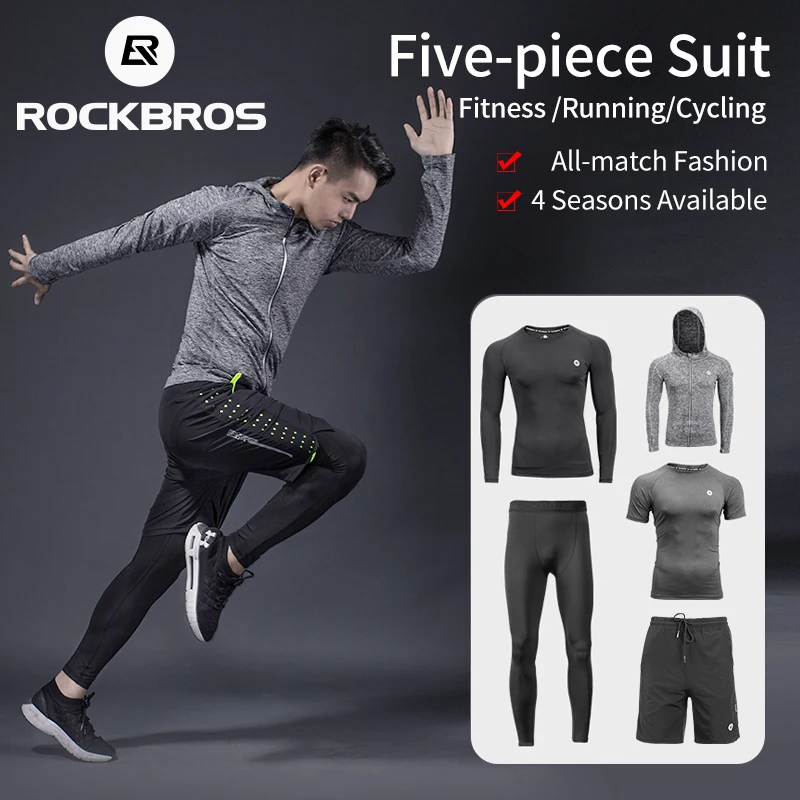 ROCKBROS Men\'s Sport Suits Running Sets Quick Dry Sweat-absorbent Sports Joggers Training Gym Fitness Tracksuits Running Sets