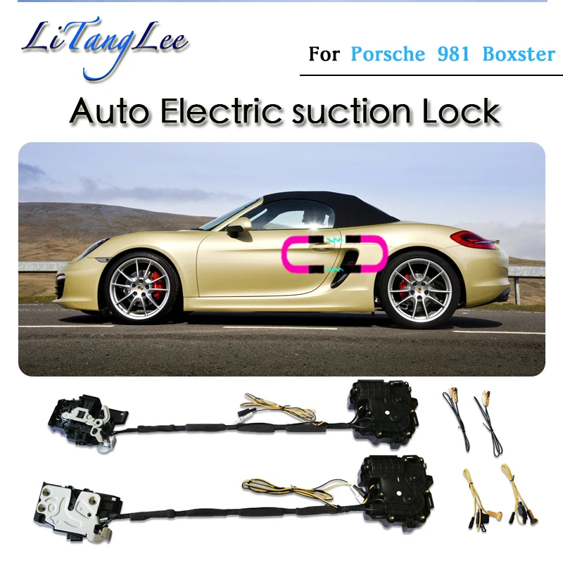 Car Soft Close Door Latch Pass Lock Actuator Auto Electric Absorption Suction Silence Closer For Porsche 981 Boxster 2012~2016