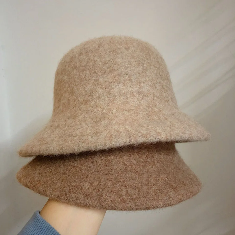 Herbst Winter Wolle Eimer Hut Frauen Mode Vintage Fischer Hüte vielseitige Kappe Frühling Filz Hut 6 Farben faltbar versand kostenfrei – Detail 17
