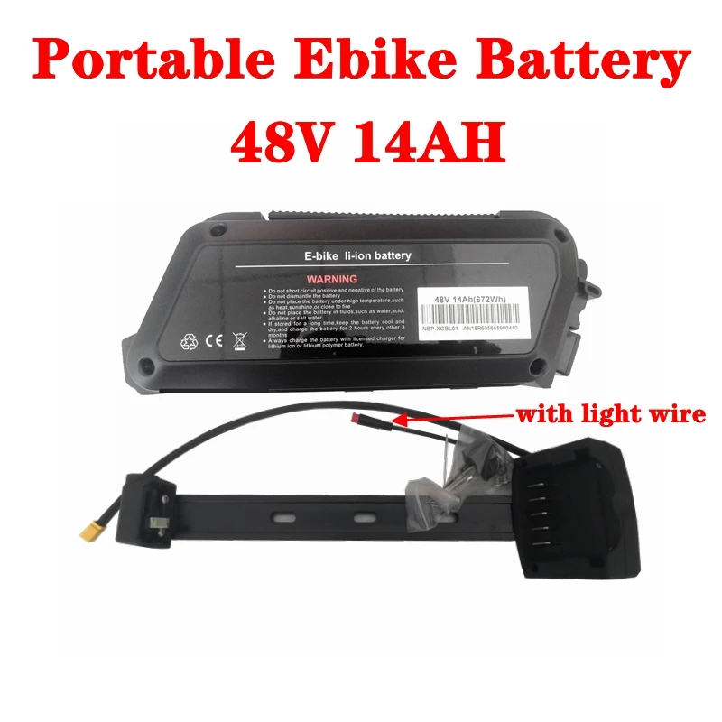 

48V 14AH Portable Ebike Battery with 54.6V 2A Charger, 48V 14AH Electric Bike Lithium Battery Pack for 1000w 1500w 2000w Ebike