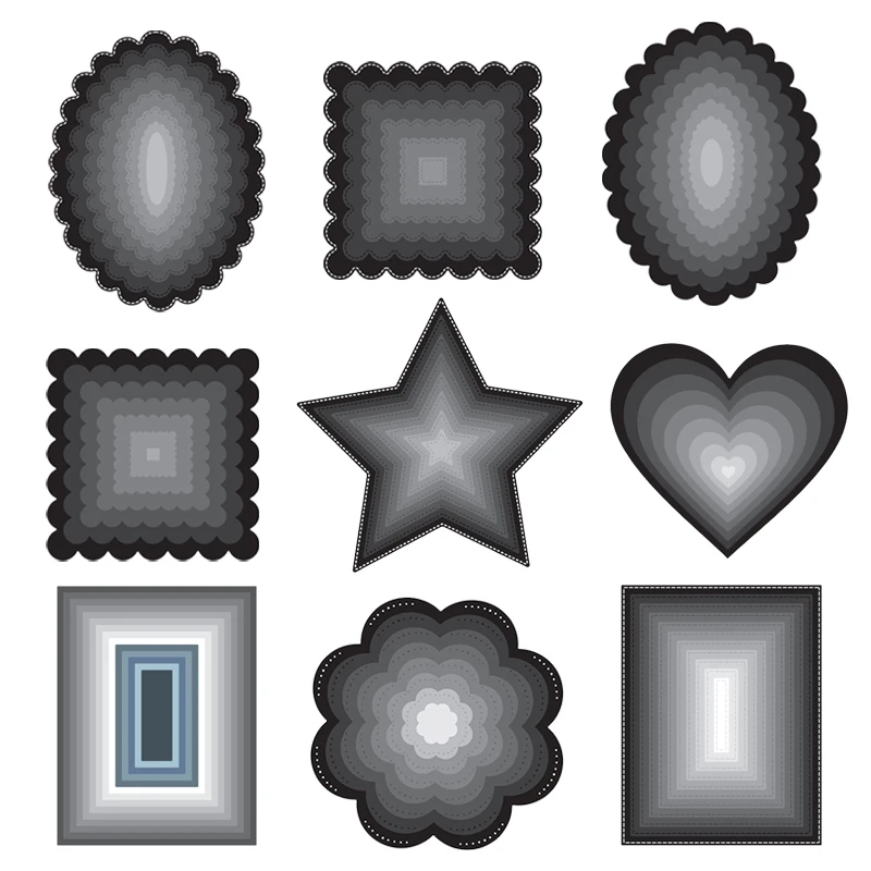 Basic Frames Metal Cutting Dies Rectangle Square Round Oval Heart Star Frame Diecut for Diy Scrapbooking Cards Crafts 2021 New