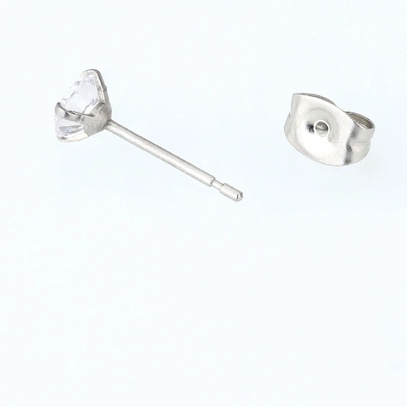 Edelstahl-Ohrstecker mit feiner Nadel, 0,8 mm, mit Rückdrückmechanismus, AAA-weiße Zirkonia, Mini-Größen 2/3/4/5/6 mm, IP-beschichtet, allergiefrei. – Detail 3