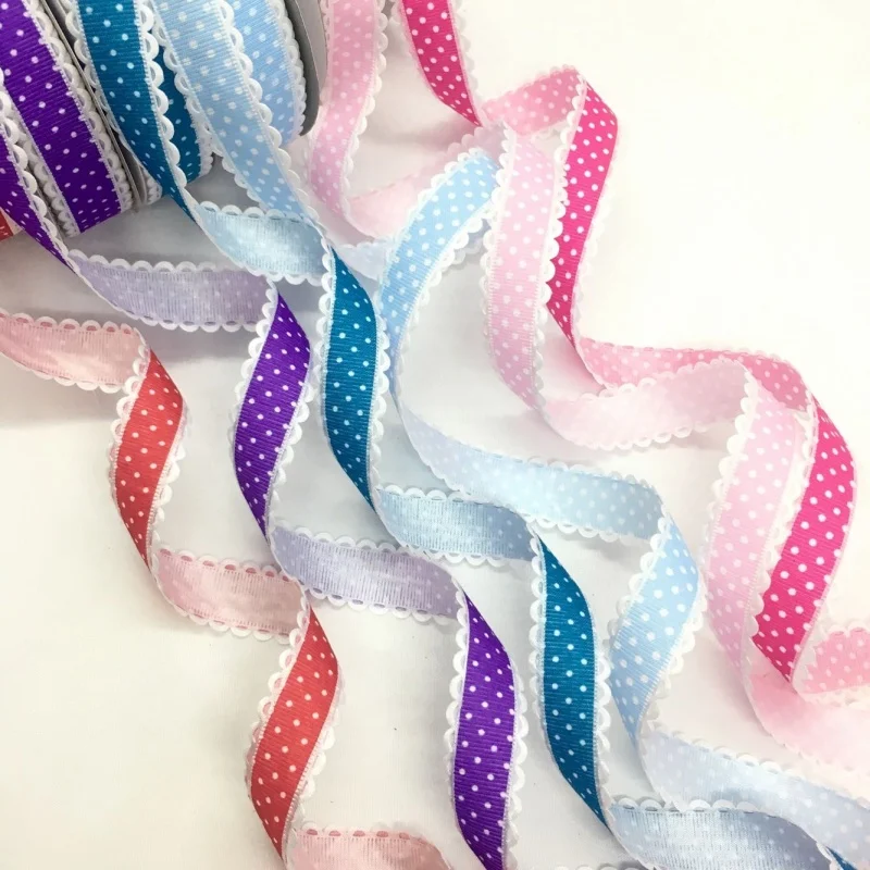 2cm 5Yards Dots Printed Embossed Ribbon For Handwork DIY Craft Bows Scrapbook Easter Wedding Christmas Deco Gift Floral Packing