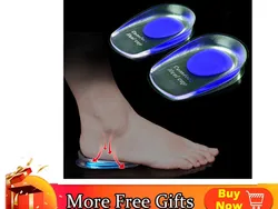 Semelles intérieures en gel de silicone souple pour les douleurs au talon, coussin de pied, masseur de pieds, soin, demi-semelle, coussin, recommandé, augmentation avec cadeau, 1 paire