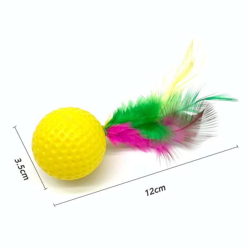 Pelota de Golf de plástico con plumas para gato, juguete interactivo para gatito, suministros para mascotas, 10 piezas