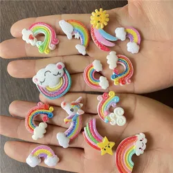 JuYuan Acrylic Rainbow Unicorn Hairpin Rubber Cord Patch Pattern DIY Making Hair Accessories Jewelry Connector