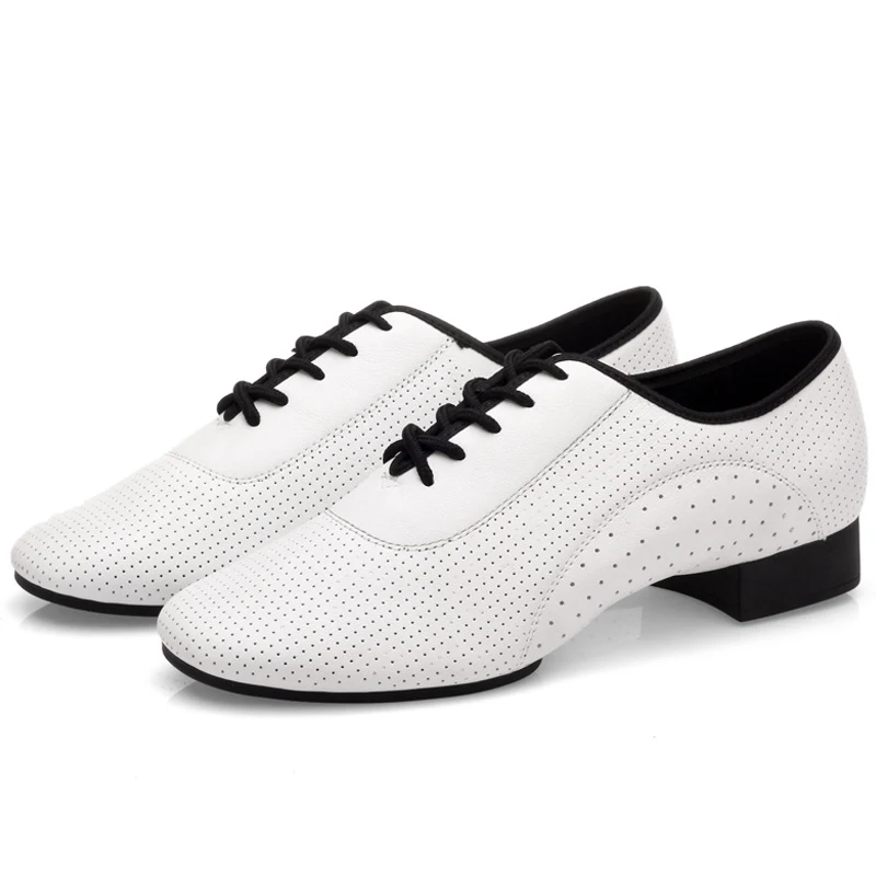 

Genuine Leather Shoes White Breathable Men Modern Shoes Sports Ballroom Dance Soft Bottom Latin Square Dance Shoes Sneakers