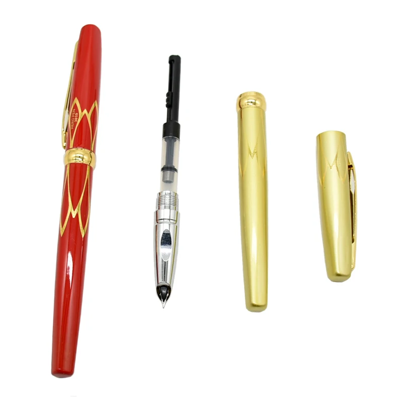 16Pcs High-End Bisnis Fountain Pen Penuh Logam Emas Klip Mewah Tinta Pena 0.38Mm Nib Pena Sekolah alat Kantor