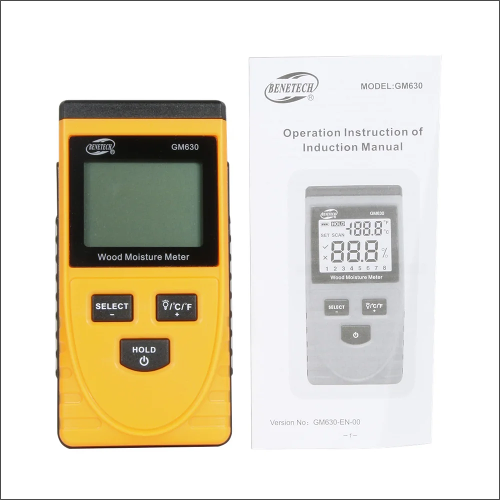 BENETECH Wood Moisture Meter Digital Humidity Handheld Device Tester Content Meter Woodworking Electrical GM630 Hygrometer