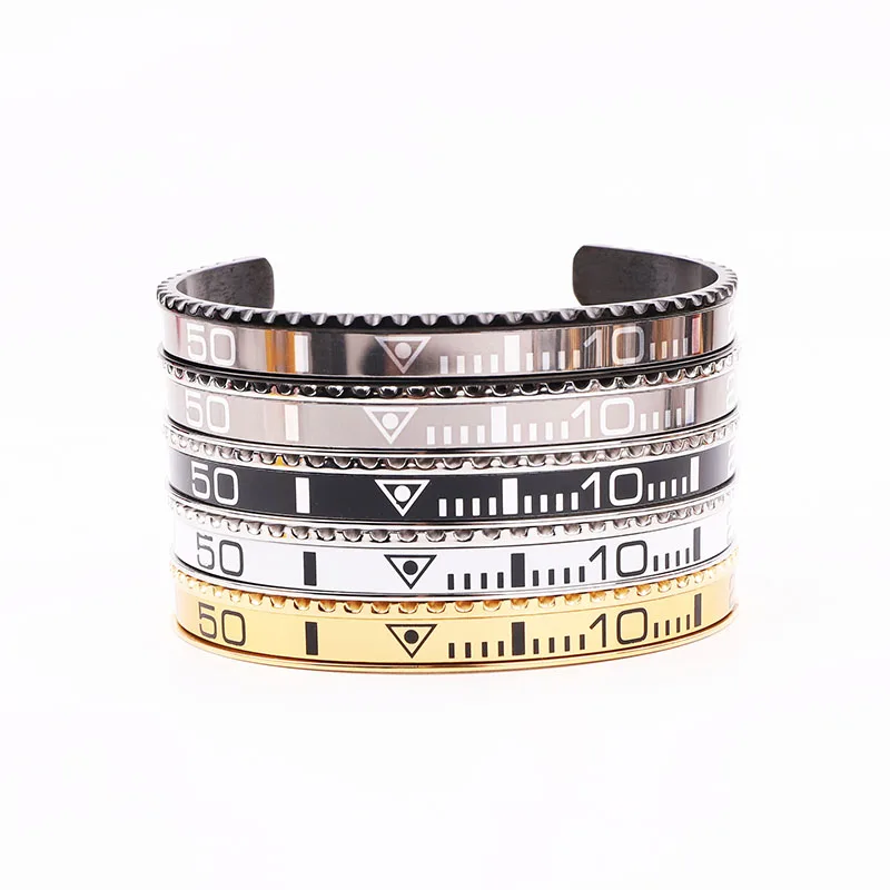 High Quality Men Jewelry Bracelet 316L Stainless Steel Speed Numerals Cuff Bangle