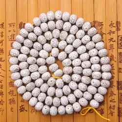 BRO901 Natural Original White Star Moon Lotus Bodhi Seeds Strand 108+6 Beads Apple Round Bead 8x6mm