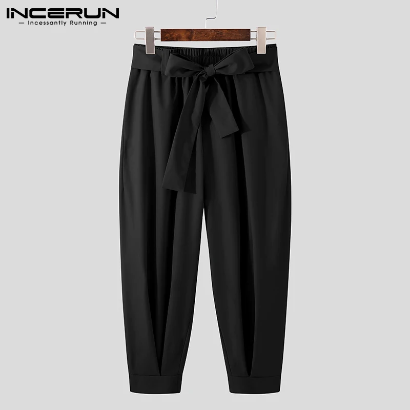 INCERUN 2023 New Men\'s Fashion Solid Color Pants Drawstring Casual Harem Trouser Chinomen\'s Loose Wide Leg Pant Trousers S-5XL 7