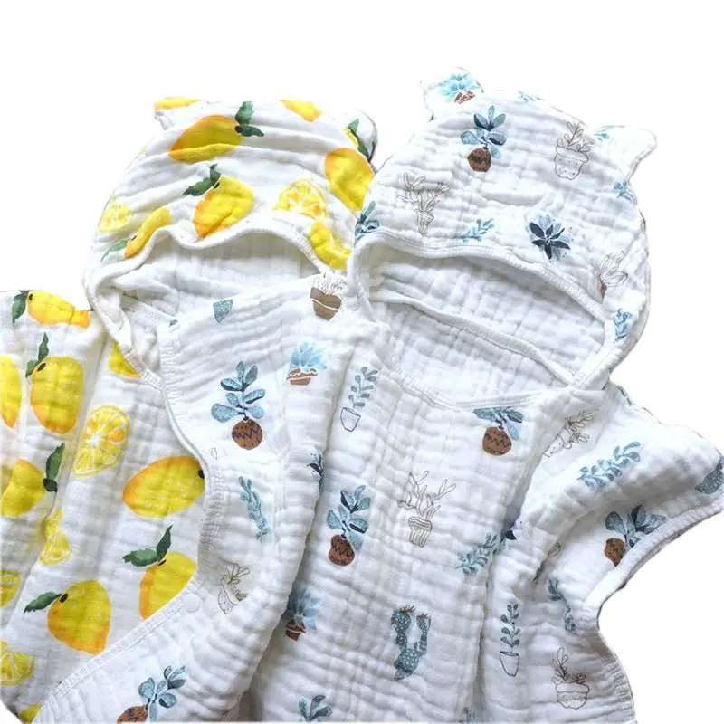 Muslin Cotton Baby Bath Towel Child Beach Towel Cape Cloak Ins Patterns For Girls Boys