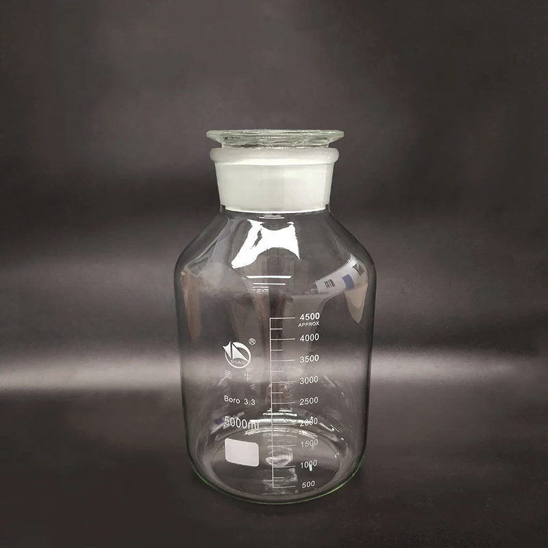 

SHUNIU Reagent bottle, Wide mouth, Clear, Boro. 3.3 glass, Capacity 5000mL, Sample Vials, Borosilicate glass