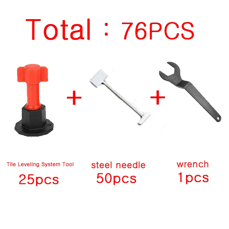 76PCS Flat Ceramic Level Wedges Tile Spacers For Laying Tile Porcelain 25pcs Tile Leveling System 50pcs Steel Needle Locator