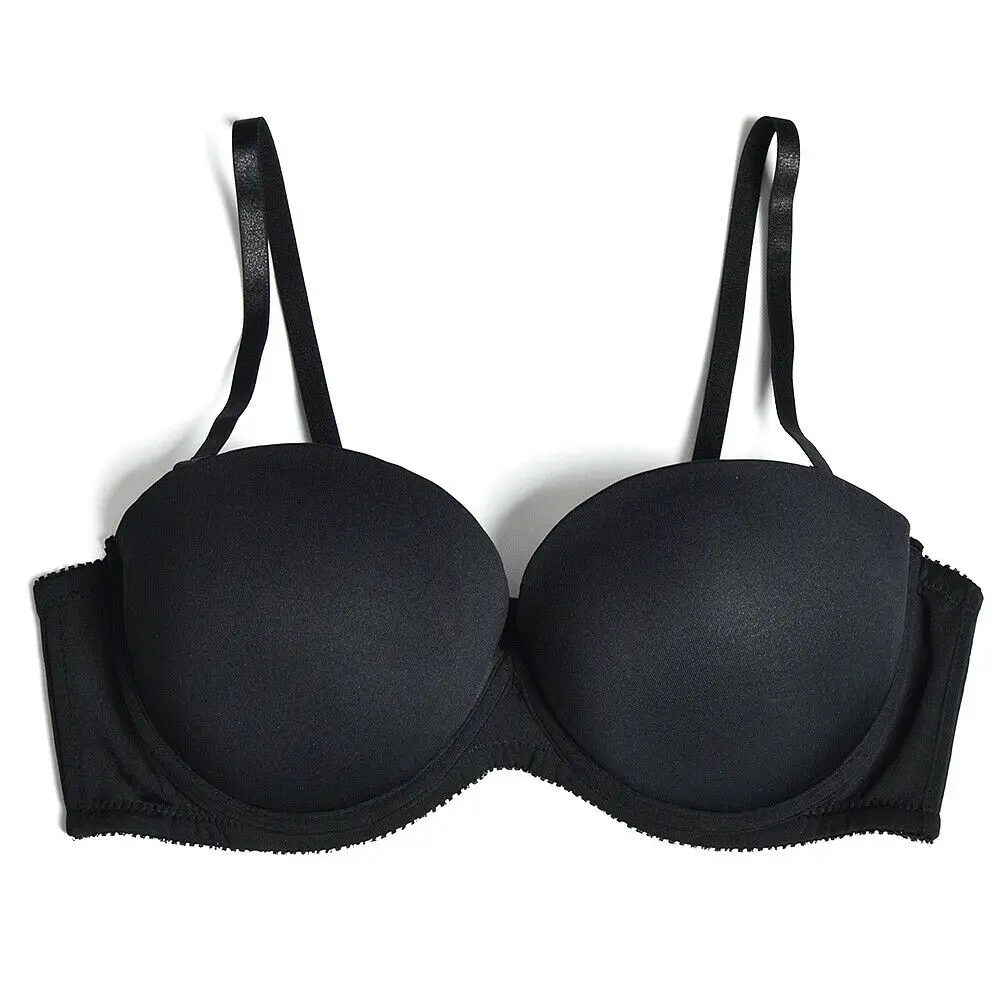YBCG Strapless Bra Non-slip Padded Push Up Bra Solid Gather Big Size Lingerie Aadjusted-straps Women\'s Underwear