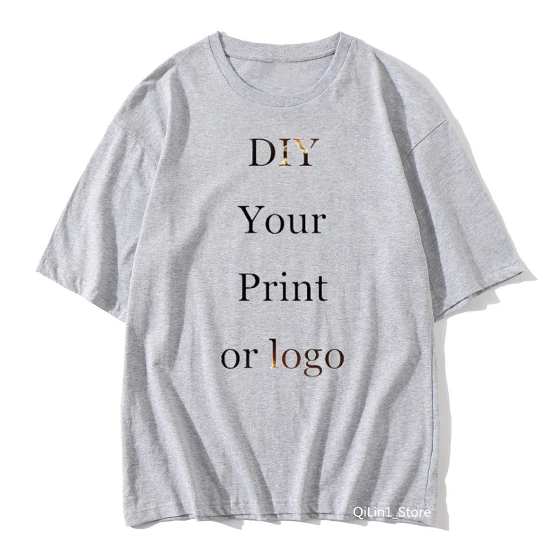 Customized Print solid t shirt men women Your OWN Design Logo/Picture pink yellow Blue orange grey green Custom t-shirt male top