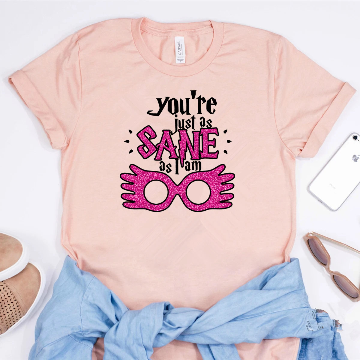 Cute Luna Lovegood T-shirt Gilrs HP Inspired Shirt You\'re Just As Sane As I Am Spectra Specs Quote Tee Hogwarts Magic World Tops