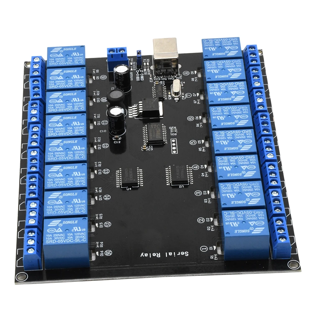 Imagem -05 - Módulo de Relé Serial para Arduino Carga Máxima 16 Canais 6ch 10a 250v dc 7v38v