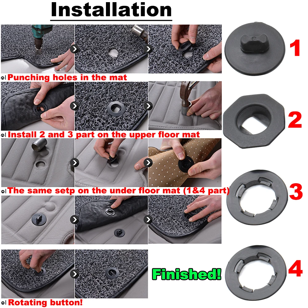 4x Universal Car Floor Mat Anti-Slip Clips Holders Sleeves Black Auto Carpet Fixing Grips Clamps Car Accessories