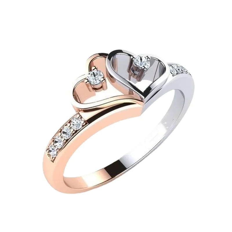 Elegant 925 Sterling Silver Two-color Natural Gemstone Heart White Sapphire Ring Bridal Wedding Engagement Fine Jewelry