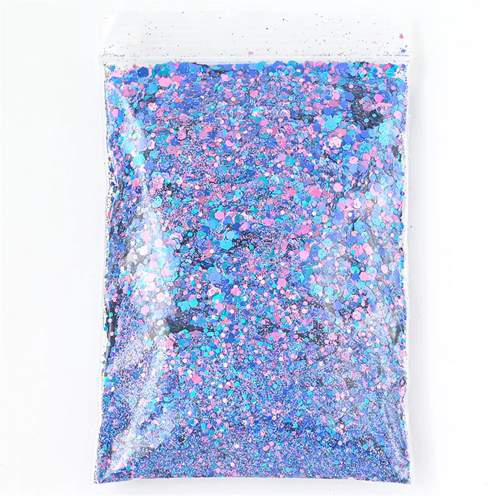 50 g holografischer, gemischter, sechseckiger, klobiger Glitzer, Laser, glitzernd, schillernd, Nagelkunst, Glitzer, Harzscheibe, Flocken, Pailletten, Nageldekoration – Detail 5