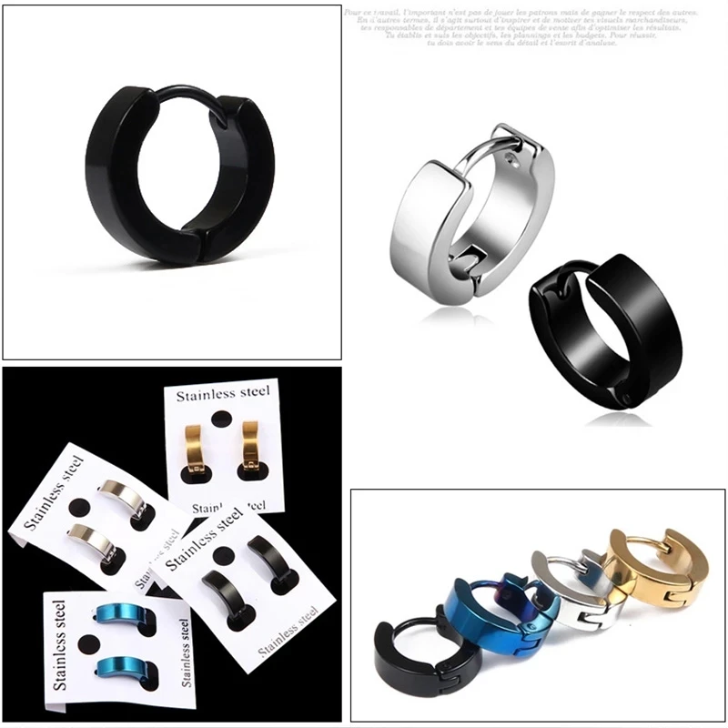 1pair Anti-allergic Titanium Steel Earring Punk Rock Stud Earrings Men Fashion Jewelry Women Small Circle Round Stud Earrings