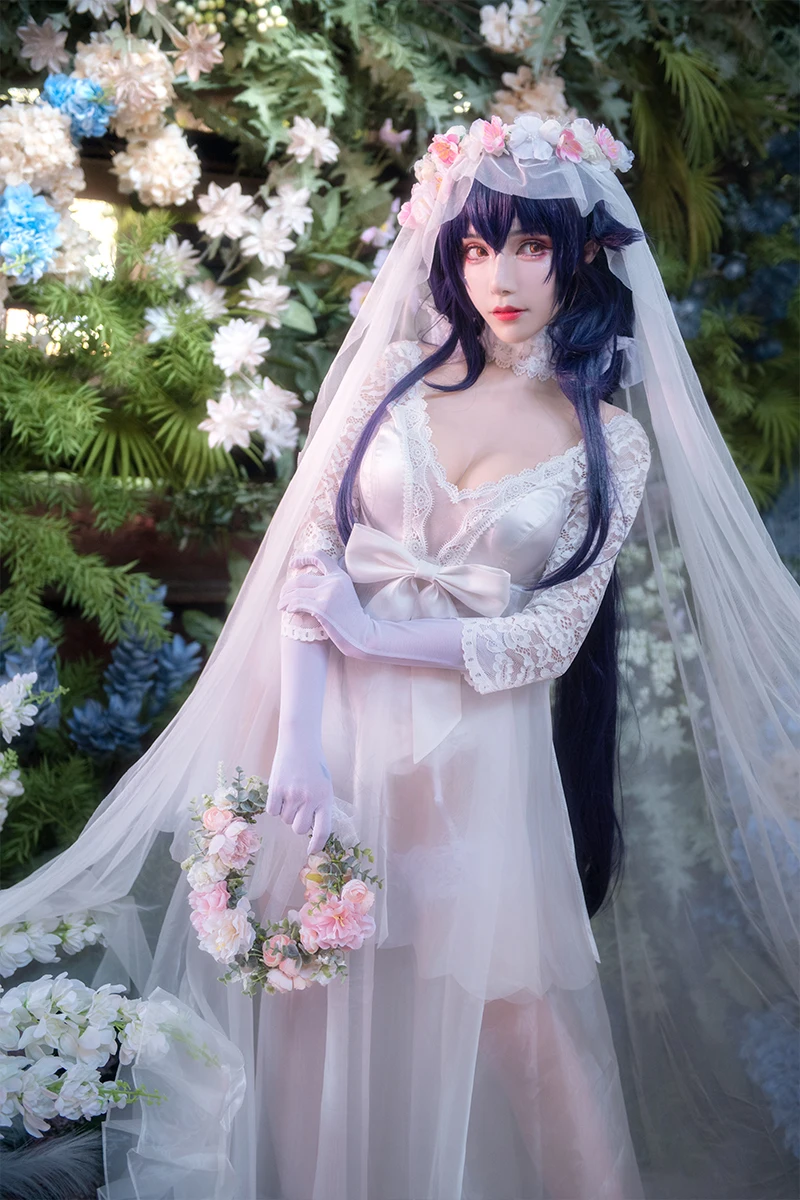 Game Azur Lane IJN Azuma Cosplay Costume Women Sexy Wedding Dress with Veil Deluxe Suit Halloween Party Uniforms